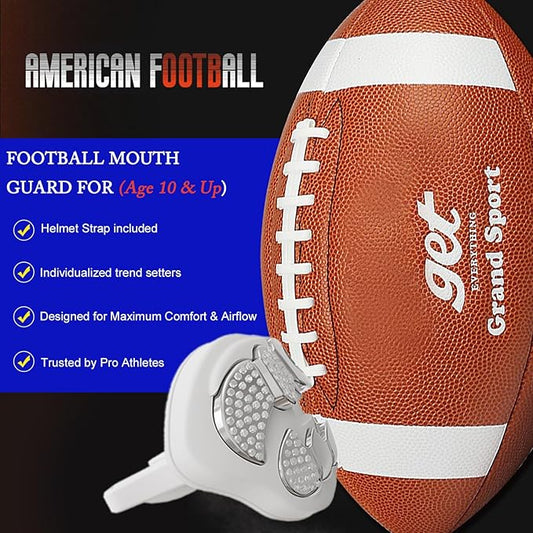 LeCool Football Mouth Guard with Connected Strap- 3D Beast Chrome Adult and Youth Mouth Guard-Mouth Piece for Sports for Maximum Air Flow and Teeth Protection