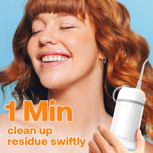 Bitvae P1 Portable Mini Dental Flosser, Cordless Water Cleaner with Telescopic Tank, Rechargeable Oral Irrigator for Travel & Home, Frost White