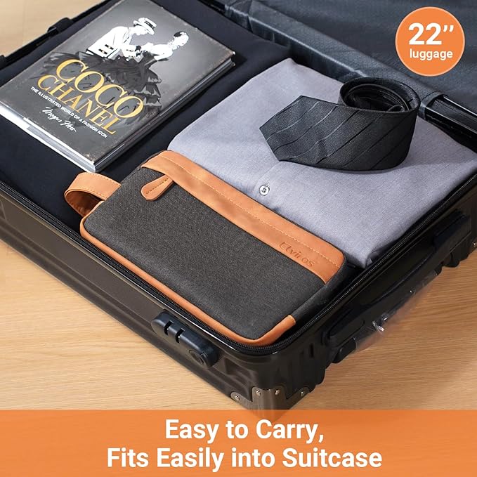 Elviros Travel Toiletry Bag for Men, Hanging Dopp Kit and Shaving Tool Pouch, Water Repellent PU Leather Mens Gift Toiletry Travel Small Bag for Bathroom and Gym, Black