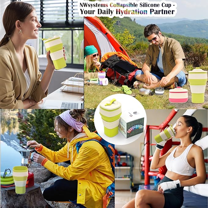 Collapsible Silicone Cup, Safe & Portable, for Hot & Cold Drinks, 18.6 oz (550 ml) - Travel, Camping, Office, and More – Limeade