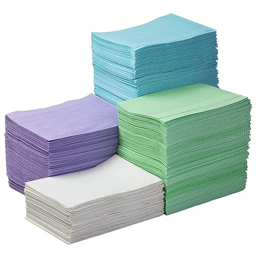 JMU 125 Pack Dental Bibs Disposable, White Dental Bibs 3-Ply Dentist Bibs 13" x 18'' Medical Tray Covers