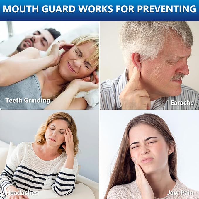 Mouth Guard for Grinding Teeth at Night, Night Guards for Teeth Grinding, Mouthguards for Grinding of Teeth, Mouth Guard for Clenching Teeth at Night with 12 Cleaning Tablets