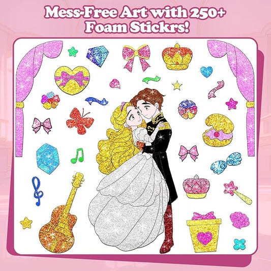 ManeFoodou Foil Fun - Princesses No Mess Art for Kids, Craft Kits & Supplies, DIY Creative Activity, Travel Toys, Birthday Gifts for Ages 4, 5, 6, 7-12