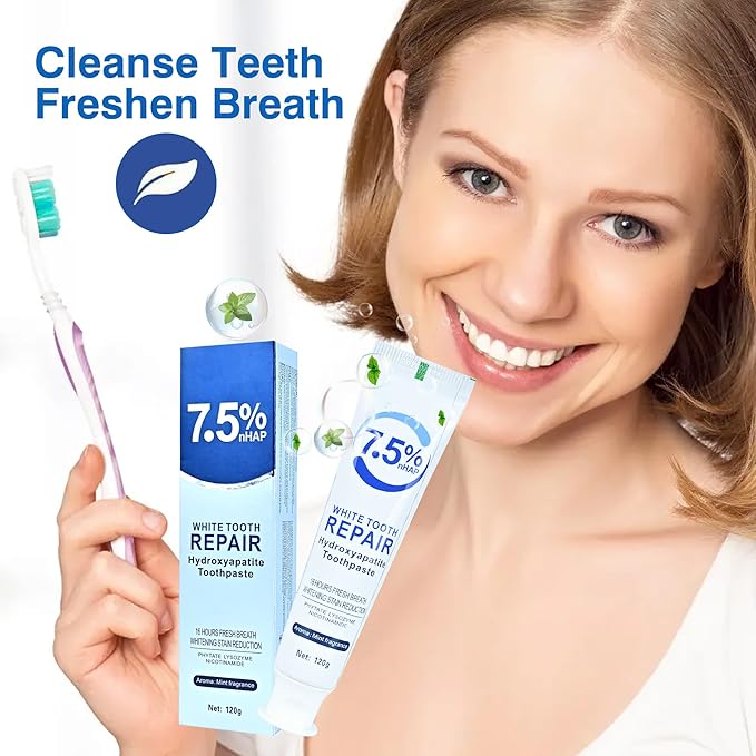 Set 2-Pack Hydroxyapatite Toothpastes for Enamel Protection and Tooth Strengthening,Fresh Breath,Formula mild Mint, Daily Use for Oral Health. (2)