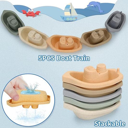 Baby Bath Toys for Toddlers 1-3, 14 Pcs Bathtub Toys for for Kids Age 2-4,Mold Free Bath Boat with Stacking Cup & Watering Can , Water Table Toys for Infants Boys Girls Babies 6-12-18 Months