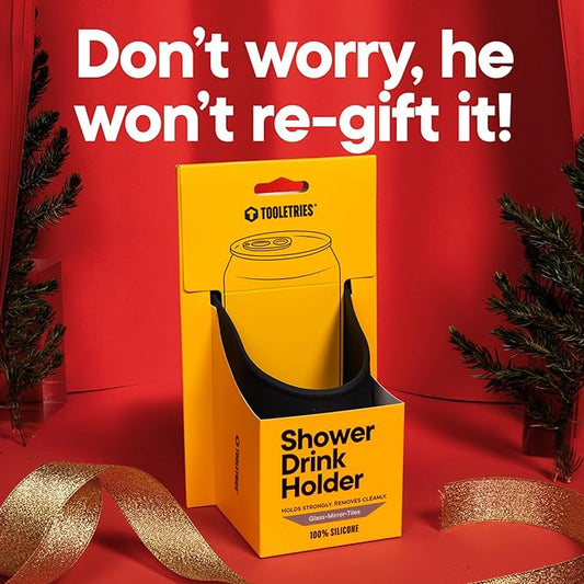 TOOLETRIES Shower Drink Holder - 100% Silicone Can Holder for Beer or Soda - Bathroom Accessory - Silicone-Grip Technology, No Adhesive Needed - in Partnership with 30 Watt - Charcoal