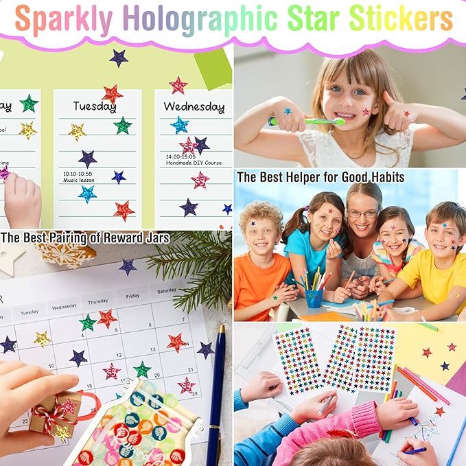 Herda Personalized Reward Jars for Kids- Classroom Behavior & Home Behavior Training Kit for Classroom/Potty/Chores, Teacher/Parent Incentive Tools Jar(42Pcs Thumbs-Up & 420Holographic Star Stickers)