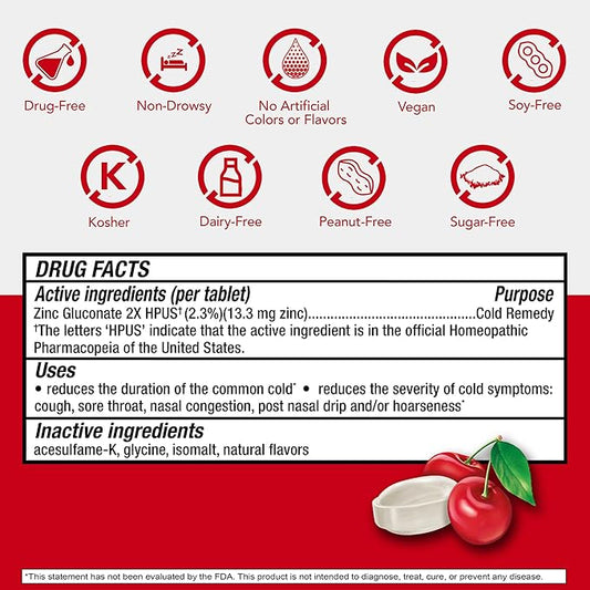 Cold-Eeze Sugar-Free, Natural Wild Cherry Zinc Lozenges, 25 Ct (Pack of 2)