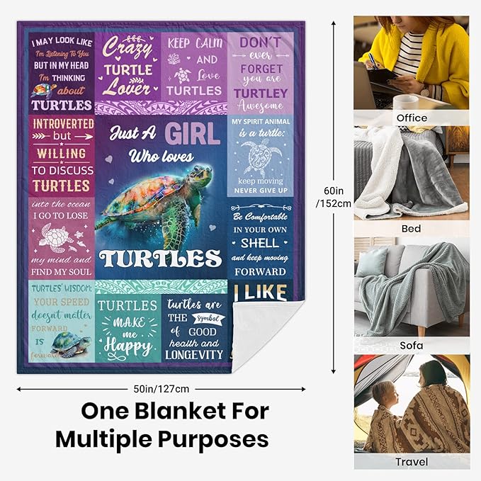 Solzien Sea Turtle Gifts for Women 60"x50", Turtle Christmas Brithday Gifts, Turtle Themed Decorations for Women