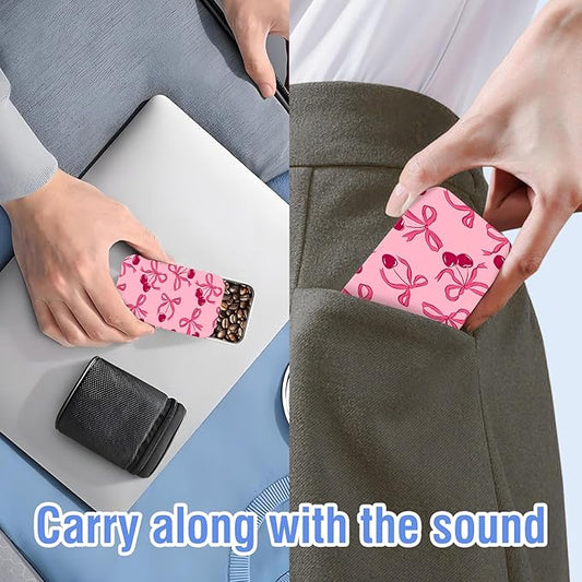 Portable Dental Floss Case, Refillable Cute Travel Floss Dispenser for Men & Women, Pocket Travel Floss Picks Case for Purse, Backpack, Bag Pink Ribbon Bows