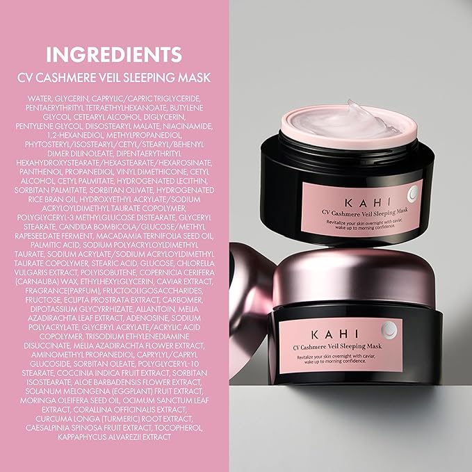 KAHI CV Cashmere Veil Sleeping Mask - Age-Defying Overnight Face Mask with Prestige Beluga Caviar Oil - Tightening & Smoothing Luxury Korean Skincare 1.69 fl oz