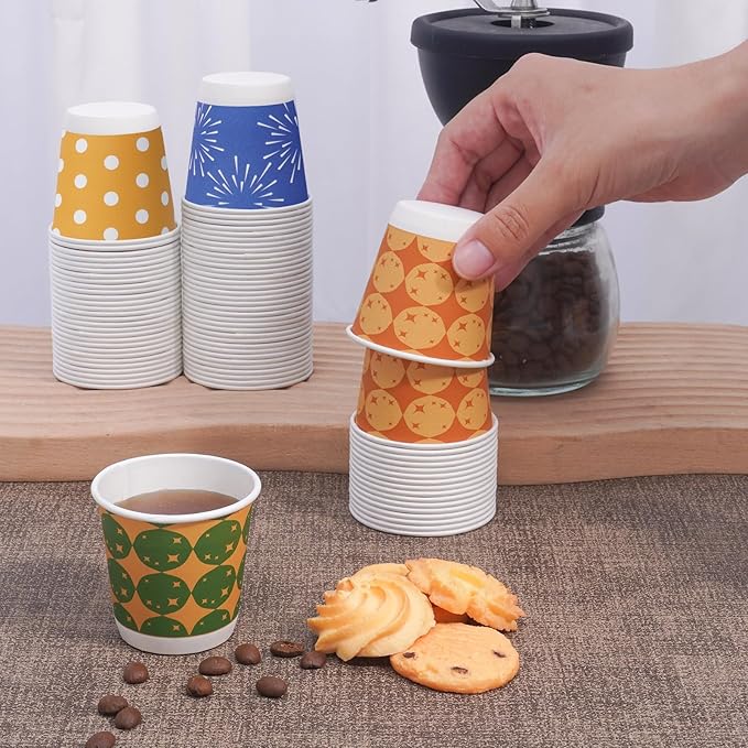 Tamone 600 Pack 3 oz Bathroom Cups, Small Paper Cups, Mini Disposable Cups Fireworks Design, Blue, Green Mouthwash Cups for Party, Picnic, BBQ, Travel, Home and Event