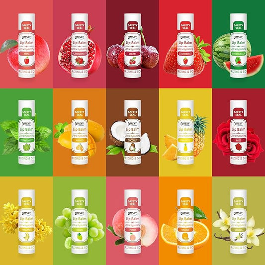 DMSKY 240 Pack Lip Balm, Natural Lip Balm Bulk with Vitamin E and Coconut Oil, Christmas Stocking Stuffers, Christmas Gifts for Women Girls-12 Flavors