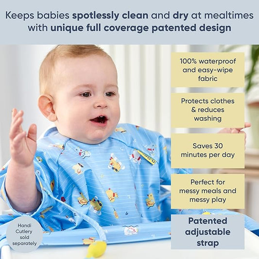 BIBaDO - Long Sleeve Baby Bibs - Babies & Toddlers 6-36 Months - Coverall Baby Led Weaning Bib - Easy Wipe, Soft & Waterproof