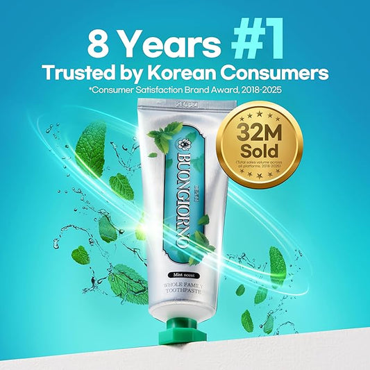 Original Toothpaste (3 Pack, Herbal Mint) – Natural Fluoride Korean Toothpaste for Fresh Breath, Plaque Removal, Strengthens Enamel, Paraben & SLS Free (3.52fl oz / 100g)
