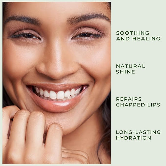 Peppermint Lip Balm with Castor Oil & Vitamin E - Nourishes & Protects Dry Lips, Lip Moisturizer with Ceramide & Squalane, Natural Lip Balm Mint with Deep Hydration for Soft Lips - Lip Repair