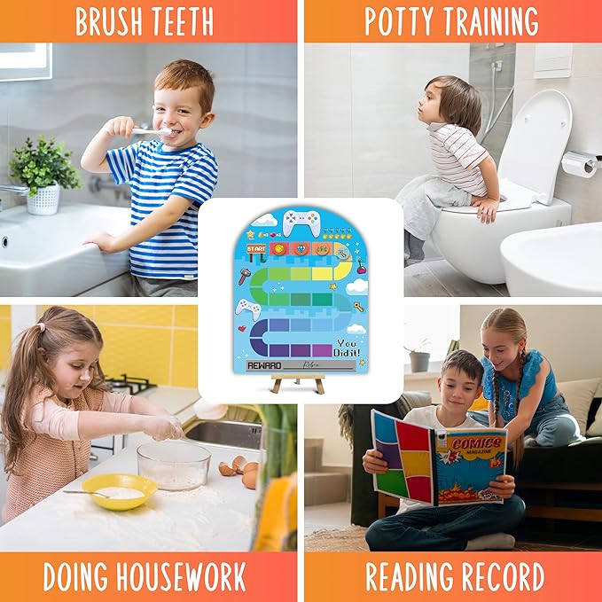 Gaming Theme Wooden Reward Chart, Behavior Reward Charts, Incentive Responsibility Chart for Boys Kids Toddlers Chore Homework Good Habits Assignments Attendance, 02