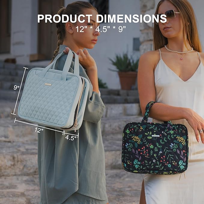 Everfun Hanging Travel Toiletry Bag for Women Traveling With Leakproof Compartment Makeup Cosmetic Organizer Dopp Kit Travel Accessories Essentials Must Have