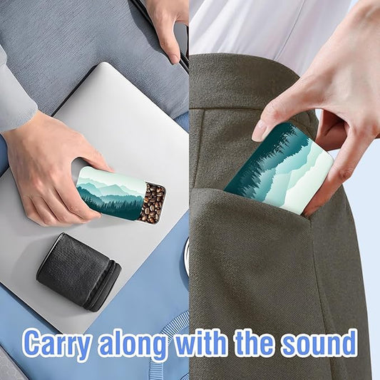 Portable Dental Floss Case, Refillable Cute Travel Floss Dispenser for Men & Women, Pocket Travel Floss Picks Case for Purse, Backpack, Bag Green Mountain Landscape