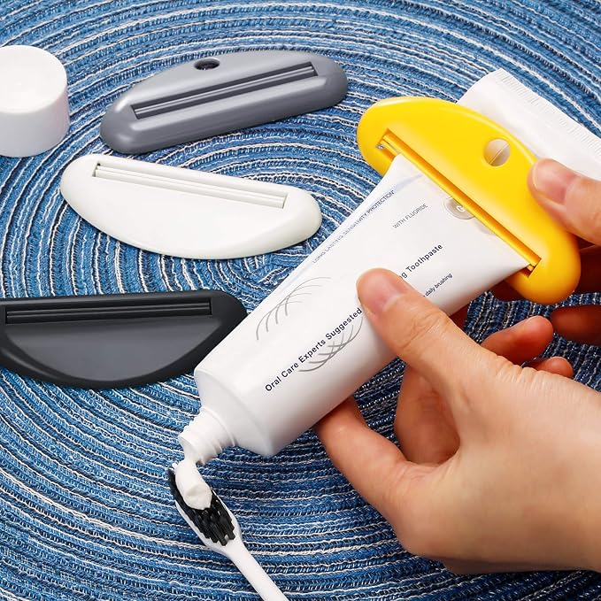 Chengu 8 Pieces Toothpaste Tube Squeezer Dispenser Tool Toothpaste Rollers Clips for Hand Cream, Paint Tubes, Cosmetics, Bathroom, 8 Random Picture Colors