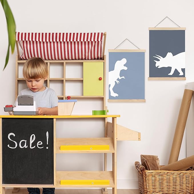 FDHSPAAM Dinosaur Nursery Wall Art Decor, Dinosaur Decor Boys Room, Minimalist Blue Dino Animals Wall Art Posters for Nursery Home Kids Bedroom Playroom, 12x16 Inch Set of 2