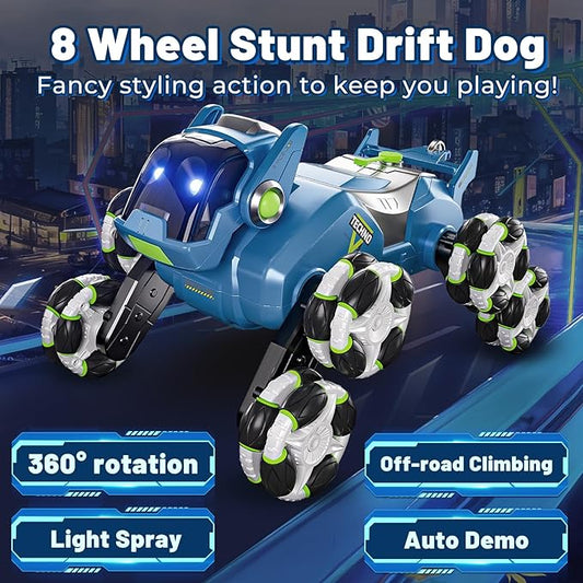 Gesture Sensing RC Stunt Car,Remote Control Car Toys for Ages 8-10-12,with Lights Music Spray,8WD 360° Spins All Terrains Kids Toys Car, 6-8 Year Old Boy Birthday Gift & 6-13 Best Gift for Kid