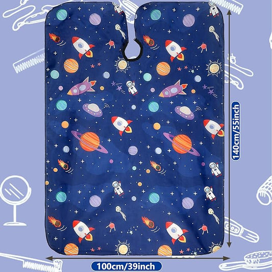 FEBSNOW Kids Hair Cutting Cape, Professional Kids Barber Cape Cartoon Pattern Apron with Adjustable Closure for Children Salon Barber Supplies