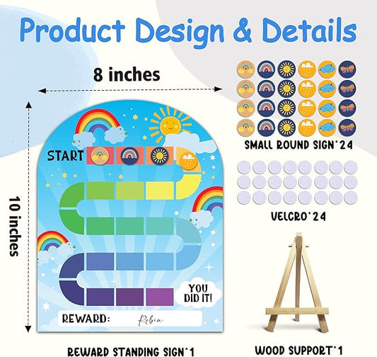 Rainbow Sun Theme Wooden Reward Chart, Behavior Reward Charts, Incentive Responsibility Chart for Boys Kids Toddlers Chore Homework Good Habits Assignments Attendance, 09