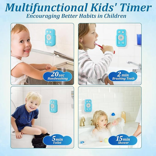 Timer for Kids Brushing: 2 Minutes Teeth Brush 20 Seconds Hand Washing 5 Min Toilet 15 Min Shower, Time Management Tool for Children - Blue