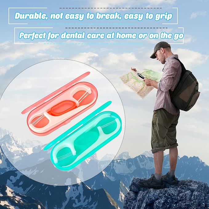 36 Pack Travel Floss Dental Cases with 360 Pcs Toothpick Flossers Portable Picks Individually Sealed Refillable Storage Box for Adults Teeth Cleaning Ideal for Family Hotel Office (Green, Pink)