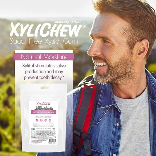 Xylichew 100% Xylitol Chewing Gum - Non GMO, Non Aspartame, Gluten Free, and Sugar Free Gum - Natural Oral Care, Relieves Bad Breath and Dry Mouth - Licorice, 500 Count
