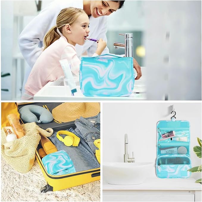 Teal Hanging Toiletry Bag for Girls, Travel Toiletry Bag for Teen Girls Cosmetic Makeup Waterproof Wash Bag Traveling Toiletries, Green