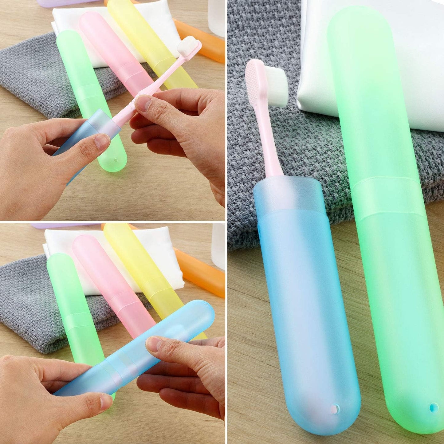 Boao 20 Pieces Travel Toothbrush Case Holder, Portable Toothbrush Storage, Classroom Pencil Case for Kids, 7 Assort Color Toothpaste Cover Protector for Travel Use