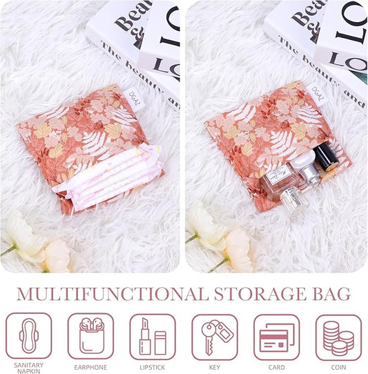 DGAZ Sanitary Napkin Storage Bag, Period Bag for Teen Aged Girls, Portable Period Bag for Panty Liners/Menstrual Cup/Small Tampons,Mini Makeup Bag for Purse(Austere Red)