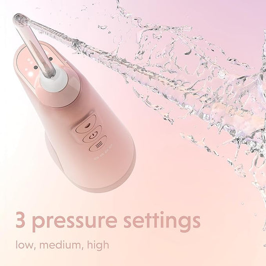 Ordo Water Flossers for Teeth, Cordless IPX7 Waterproof Oral Irrigator, 3 Pressure Settings, Portable, Rechargeable Electric Sonic Flosser, Dental Professional Recommended, Rose Gold