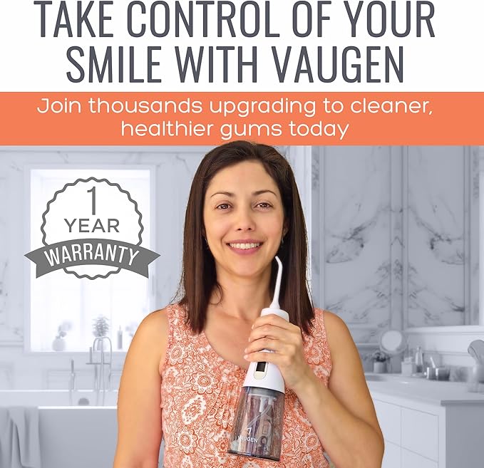 Portable Water Flosser – Cordless Oral Irrigator for Teeth Cleaning | 8 Jet Tips and 5 Modes | Travel and Home Use | Rechargeable and IPX7 Waterproof – White