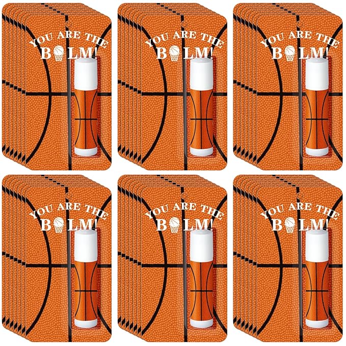 Loopeer 35 Pack Christmas Gifts Basketball Lip Balm Bulk Natural Moisturizing Lipstick Set Basketball Party Favors Sports Gift for Team Teen Adults Birthday Party Game Decorations Supplies
