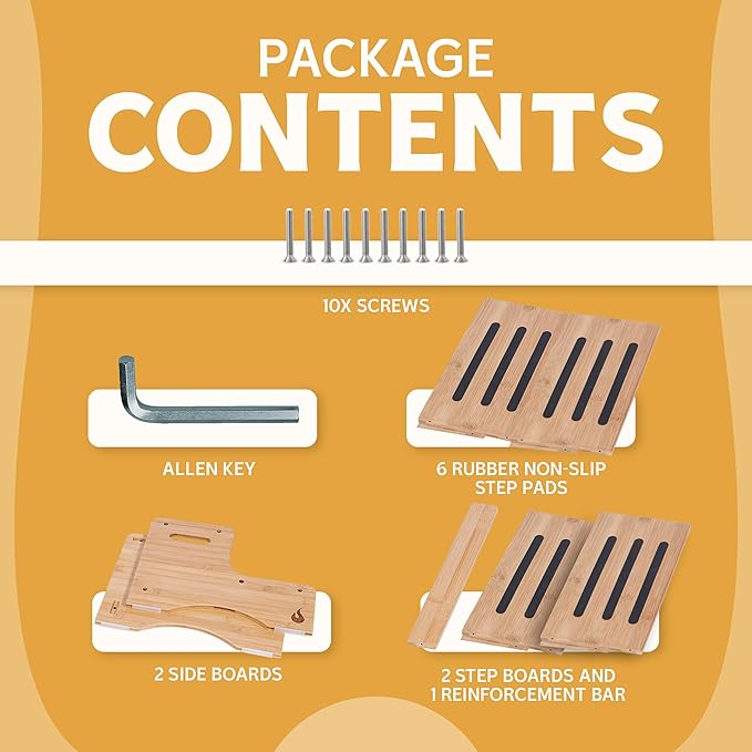 Wooden Kids Step Stool | 13" W by 12" H - 300LB Capacity | Kids Stool & Toddler Stool for Bathroom is Lightweight, Anti-Slip, Easy Assembly with Smooth Rounded Edges, Bamboo Step Stool