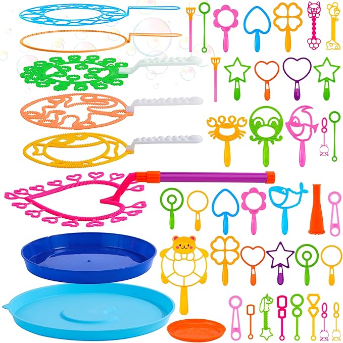 JOYIN Big Bubble Wands Set, 18" Giant Bubble Maker with Tray Bulk for Kids Adults Gifts, Summer Outside Toys, Easter Basket Stuffers, Birthday Party Favors