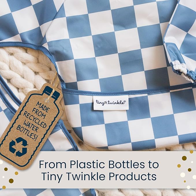 Tiny Twinkle Mess-Proof Baby Bibs for Eating | Waterproof, Wipeable Toddler Bibs with Catch-All Pocket | Feeding Bibs for Girls & Boys(3 Pack,Dinosaur Set)