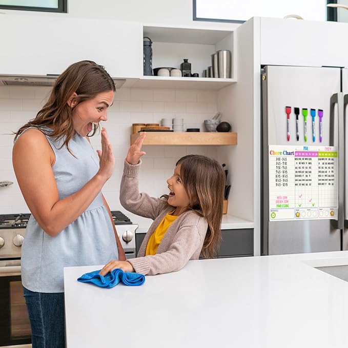 QUOKKA Behavior Chore Chart for Multiple Kids -7x10 inch Magnetic Board Also Hangs on The Wall - Includes 2 Charts and Accessories - Accommodates All Ages from Toddlers to Teens