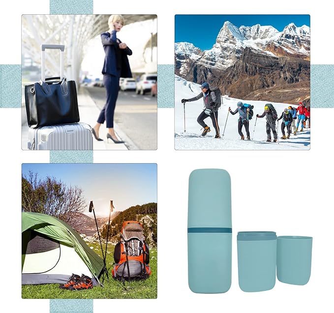 Travel Toothbrush & Toothpaste Case, Toothbrush Travel Holder with Cup Portable Travel Toothbrush Case Holder Toothbrush Travel Container for Camping School Business Trip Bathroom