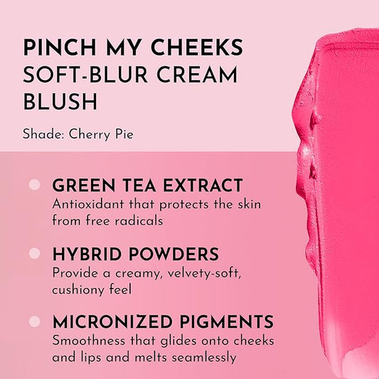 LAWLESS Pinch My Cheeks Soft-Blur Cream Blush - Cherry Pie - Premium Blush with Natural Ingredients to Re-Energize and Protect the Skin While Imparting a Soft, Cloudy Finish - 0.18 oz