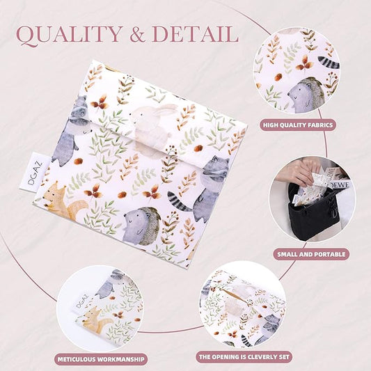 DGAZ Sanitary Napkin Storage Bag, Period Bag for Teen Aged Girls, Portable Period Bag for Panty Liners/Menstrual Cup/Small Tampons,Mini Makeup Bag for Purse(Zoo)