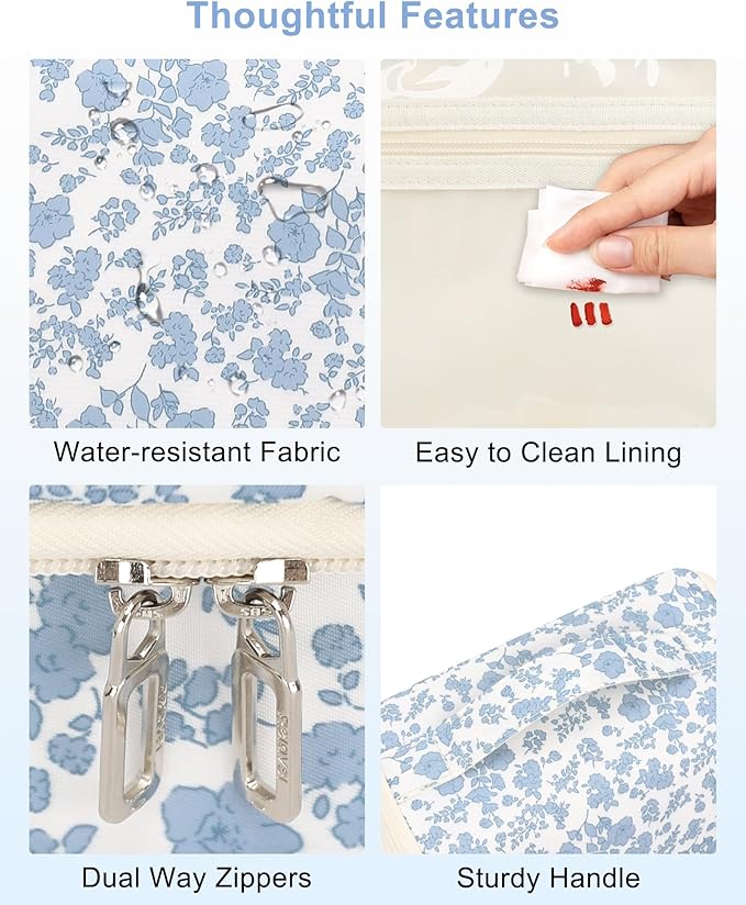 Relavel Hanging Toiletry Bag for Women Travel Makeup Bag Cosmetic Organizer Toiletries Bag for Travel Size Essentials Accessories Shower Caddy Bag for Bathroom Beach Gym, Floral Print