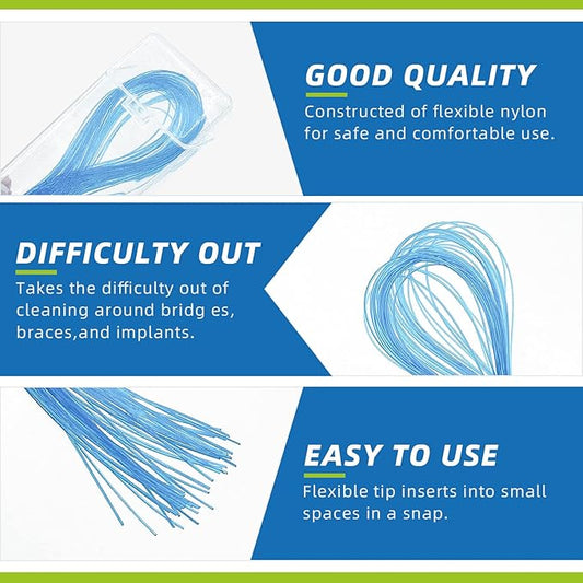 Floss Threaders,Essential Tool for Maintaining Oral Health with Braces, Bridges, and Implants 400 Count (Pack of 8)