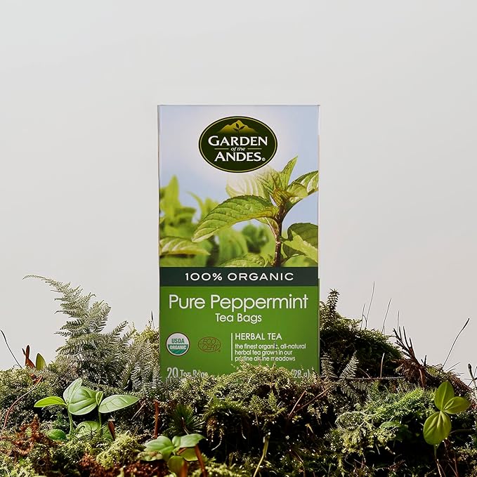 Garden of the Andes - Peppermint Tea - 6 x 20 Tea Bags (120 Count) - USDA Organic Caffeine-Free Herbal Infusion - Refreshing menthol aroma and digestive support