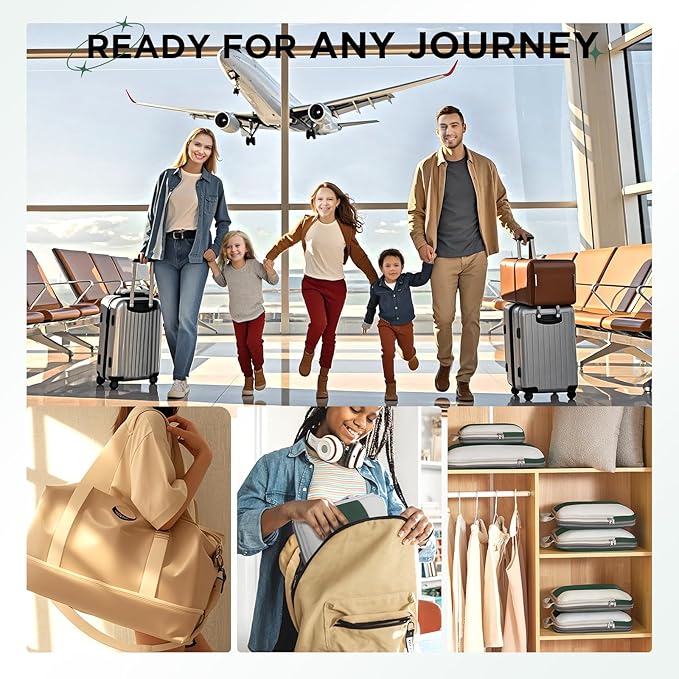 10 Set Compression Packing Cubes for Travel Essentials,Compressible Expandable Packing Cubes for Suitcase,OlarHike Luggage Organizer Bags for Travel,Handy Helper for Organizing Clothes(Dark Green)