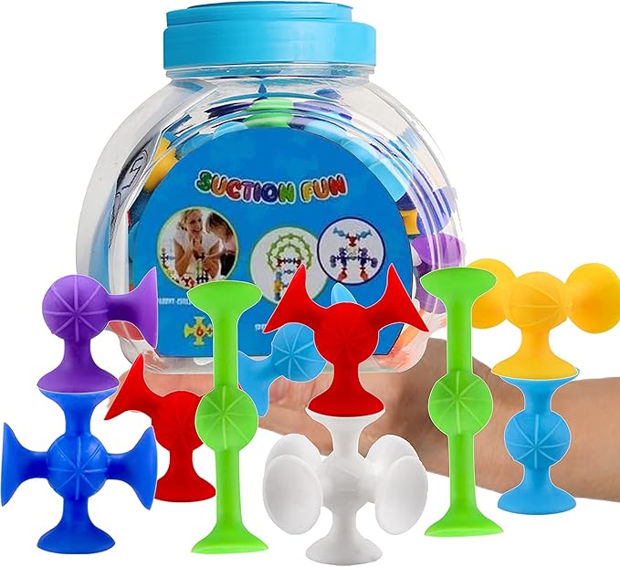 Big Suction Bath Toys for Kids Ages 3-8 , 36 PCS Fidget Suction Cup Toys Construction Set Water Toys for Babies and Toddlers,Window Building Toy Road Trip Travel Essentials for Kids Gifts