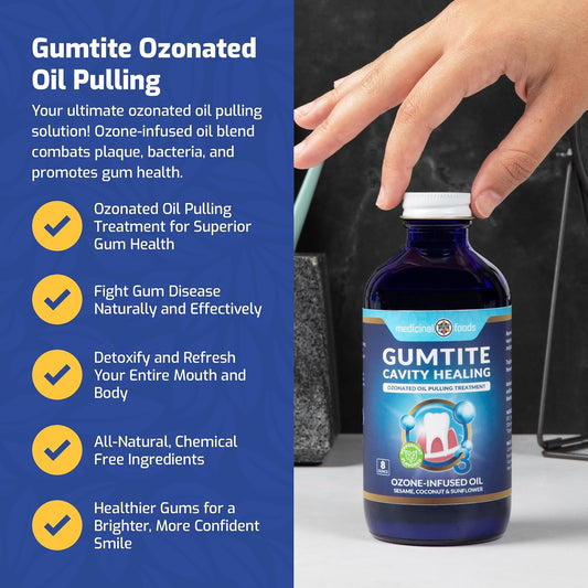 Medicinal Foods Gumtite Ozonated Mouthwash Oil | Natural Treatment for Gum Health | Oral Care | Gum Inflammation Relief | Plaque Prevention | Fight Bad Breath | Gum Repair & Dental Health